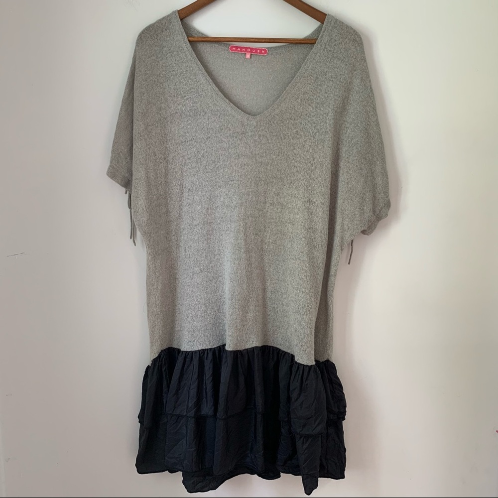 Manoush Dress Oversized Silk Ruffles Bow Womens Size Small